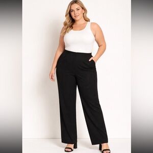 Black Wide-Leg Pinstripe Dress Pants – Women’s - Size 16